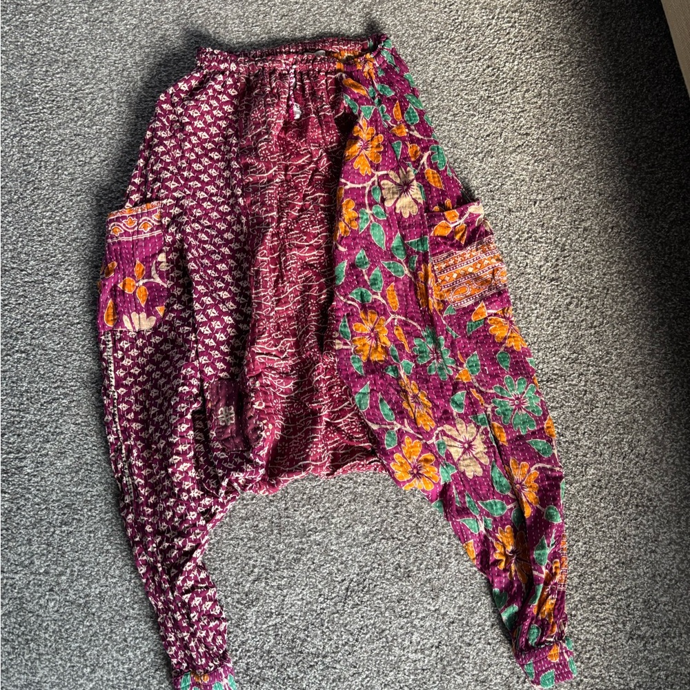 Kantha Bae Floral Patchwork Harem Pants